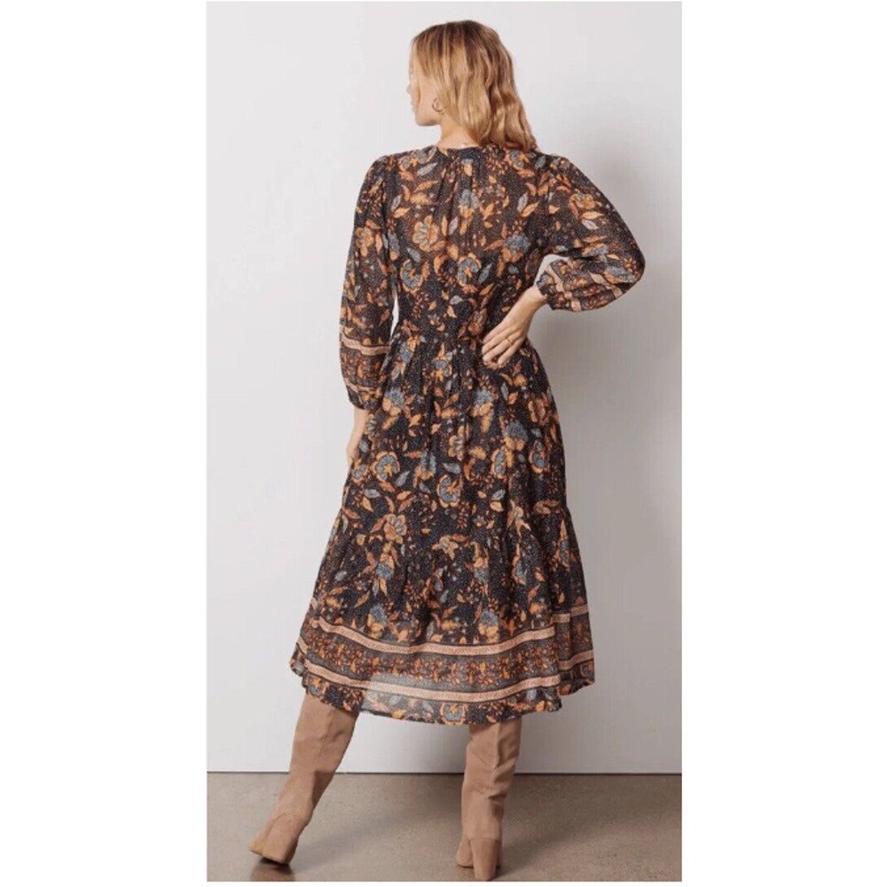 Sundry for Evereve NWT Felicity Floral 100% Cotton V Neck Midi Dress // S - Picture 3 of 13